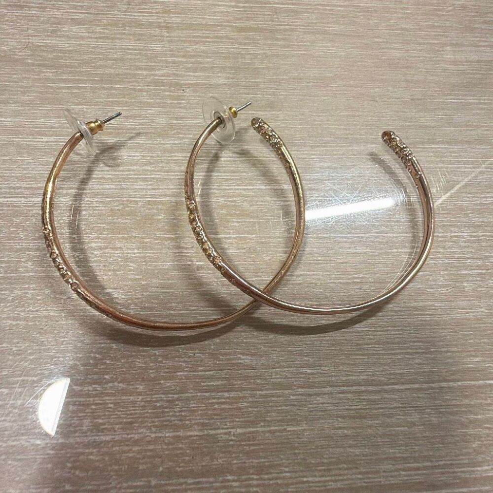 Alexis Bittar Rose Gold Hoops Earrings Swarovski Encrusted